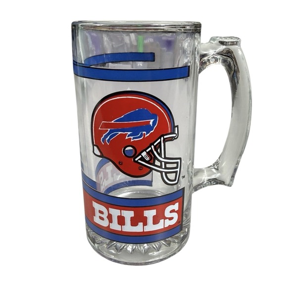 NFL Other - Buffalo Bills VTG 1990s 12oz Heavy Drink Glass Beer Mug Beautiful Condition!